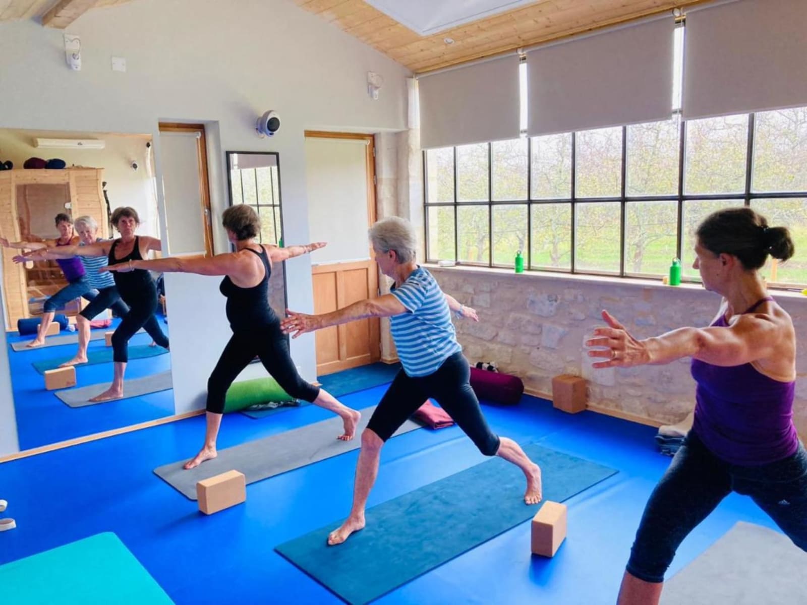A yoga class in the studio